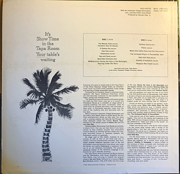 Hilo Hattie With The Hawaiian Village Serenaders / Lani And The Hilton Hula Maids – Hilo Hattie At The Tapa Room Hilo Hattie With The Hawaiian Village Serenaders / Lani And The Hilton Hula Maids – Hilo Hattie At The Tapa Room