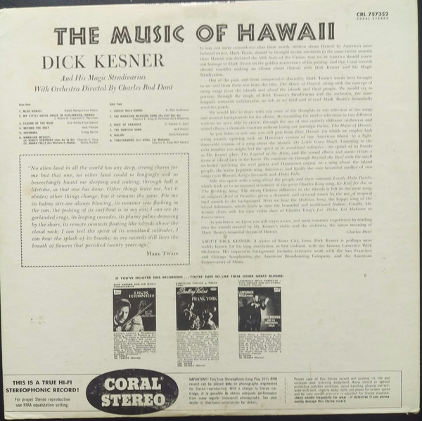 Dick Kesner And His Magic Stradivarius – The Music Of Hawaii Dick Kesner And His Magic Stradivarius – The Music Of Hawaii
