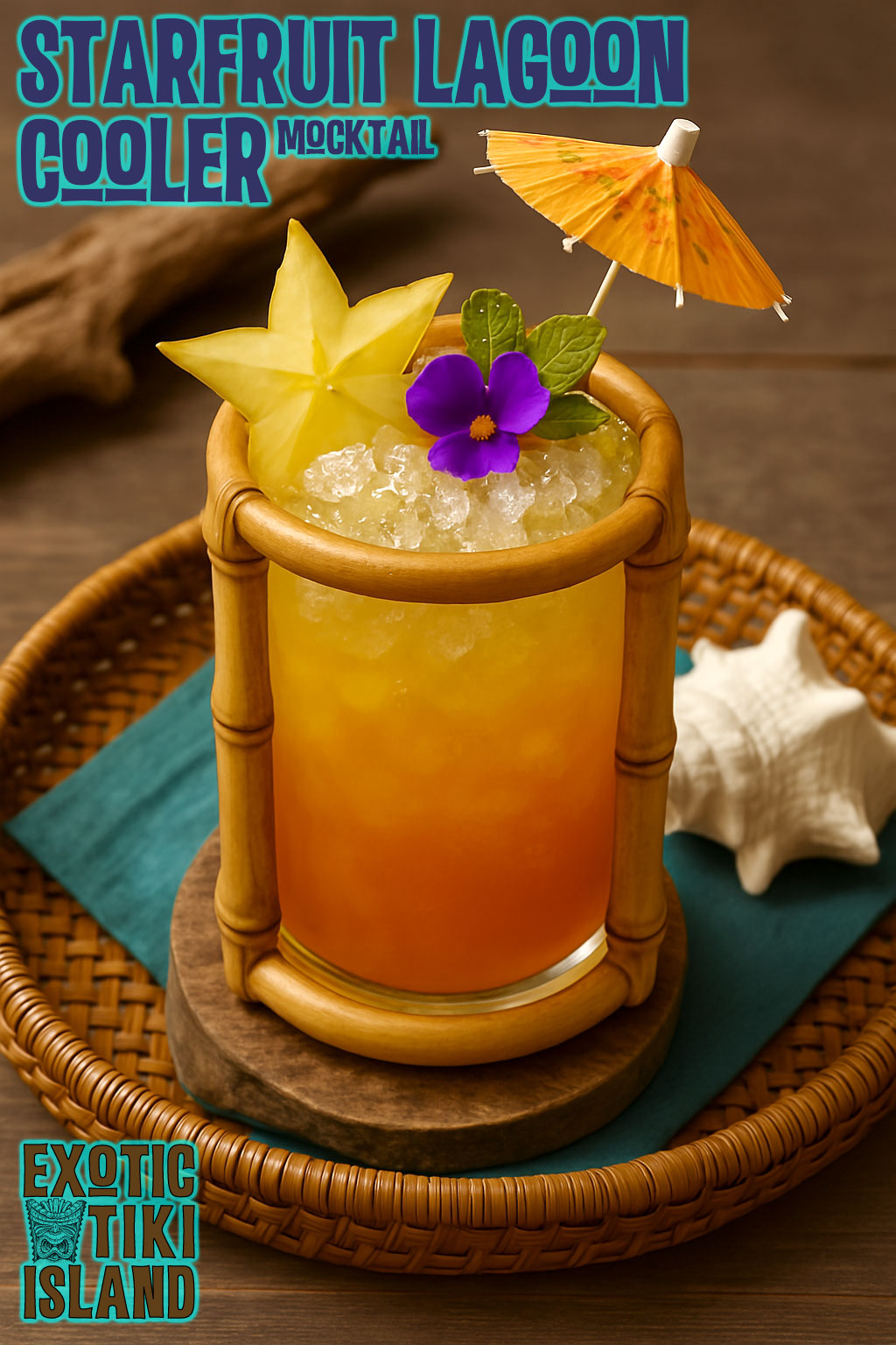 Starfruit Lagoon Cooler Mocktail - Exotic Tiki Island Starfruit Lagoon Cooler Mocktail - Exotic Tiki Island