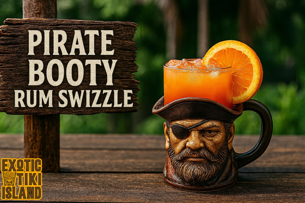 Pirate Booty Rum Swizzle Cocktail - Exotic Tiki Island Pirate Booty Rum Swizzle Cocktail - Exotic Tiki Island