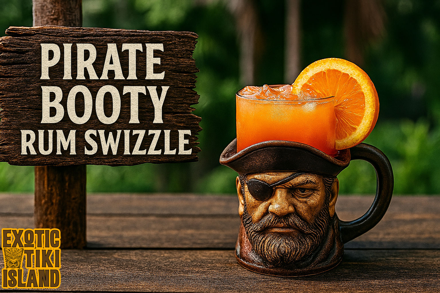 Pirate Booty Rum Swizzle Cocktail - Exotic Tiki Island