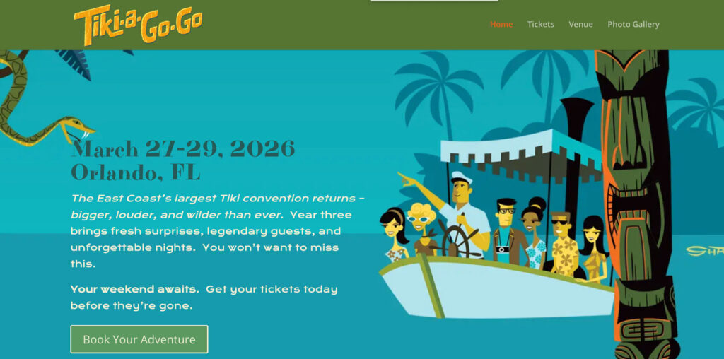 Join Tiki A Go Go 2026 in Orlando—an immersive three-day tiki convention with cocktails, seminars, live music, vintage fashion, and a vibrant marketplace, all set in a luxe resort.