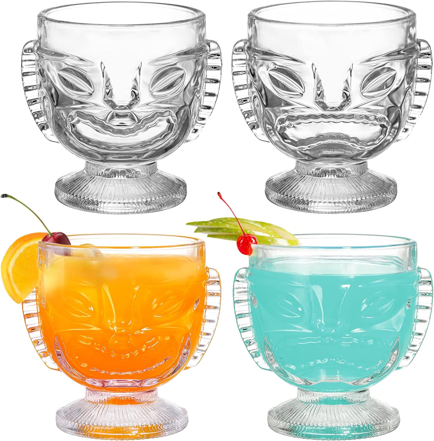 TOPZEA 4 Pack Tiki Glasses, 14 oz Clear Tiki Mug Set Modern Bar Cocktail Glass TOPZEA 4 Pack Tiki Glasses, 14 oz Clear Tiki Mug Set Modern Bar Cocktail Glass