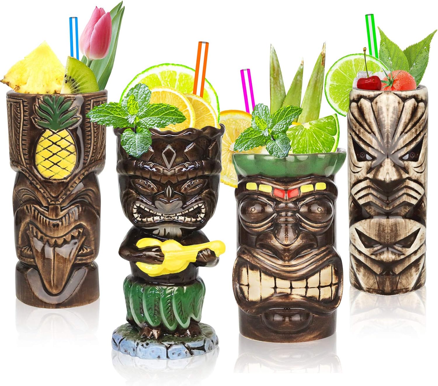 SuproBarware Tiki Mugs Set of 4– Ceramic Hawaiian Party Mugs SuproBarware Tiki Mugs Set of 4– Ceramic Hawaiian Party Mugs