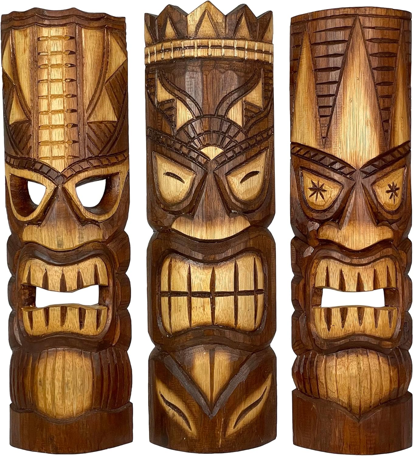 Zeckos 20-Inch Hand-Carved Wooden Tiki God Masks Set of 3 Zeckos 20-Inch Hand-Carved Wooden Tiki God Masks Set of 3