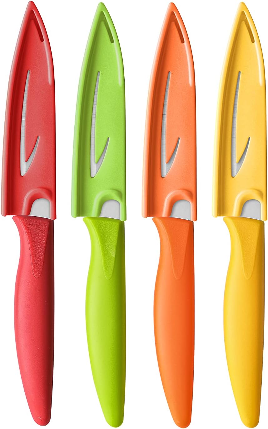 4‑Piece Paring Knife Set with Sheaths – 4" Ultra‑Sharp German Steel Fruit & Vegetable Knives with Ergonomic Handles 4‑Piece Paring Knife Set with Sheaths – 4" Ultra‑Sharp German Steel Fruit & Vegetable Knives with Ergonomic Handles
