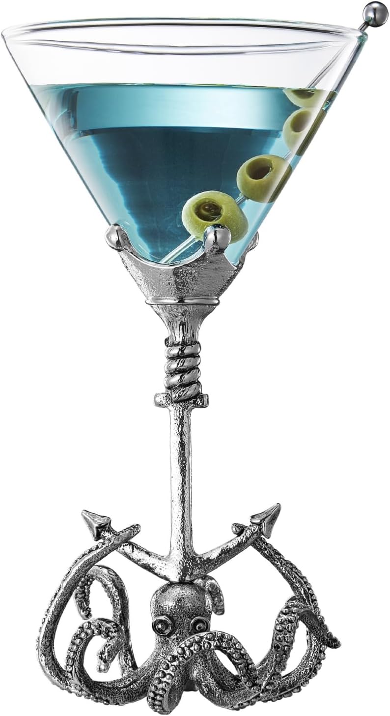 Pewter Kraken Octopus Martini Glass – Nautical 6.76oz Cocktail Glass with Anchor Base & Tentacle Cup for Ocean Lovers & Coastal Décor Pewter Kraken Octopus Martini Glass – Nautical 6.76oz Cocktail Glass with Anchor Base & Tentacle Cup for Ocean Lovers & Coastal Décor