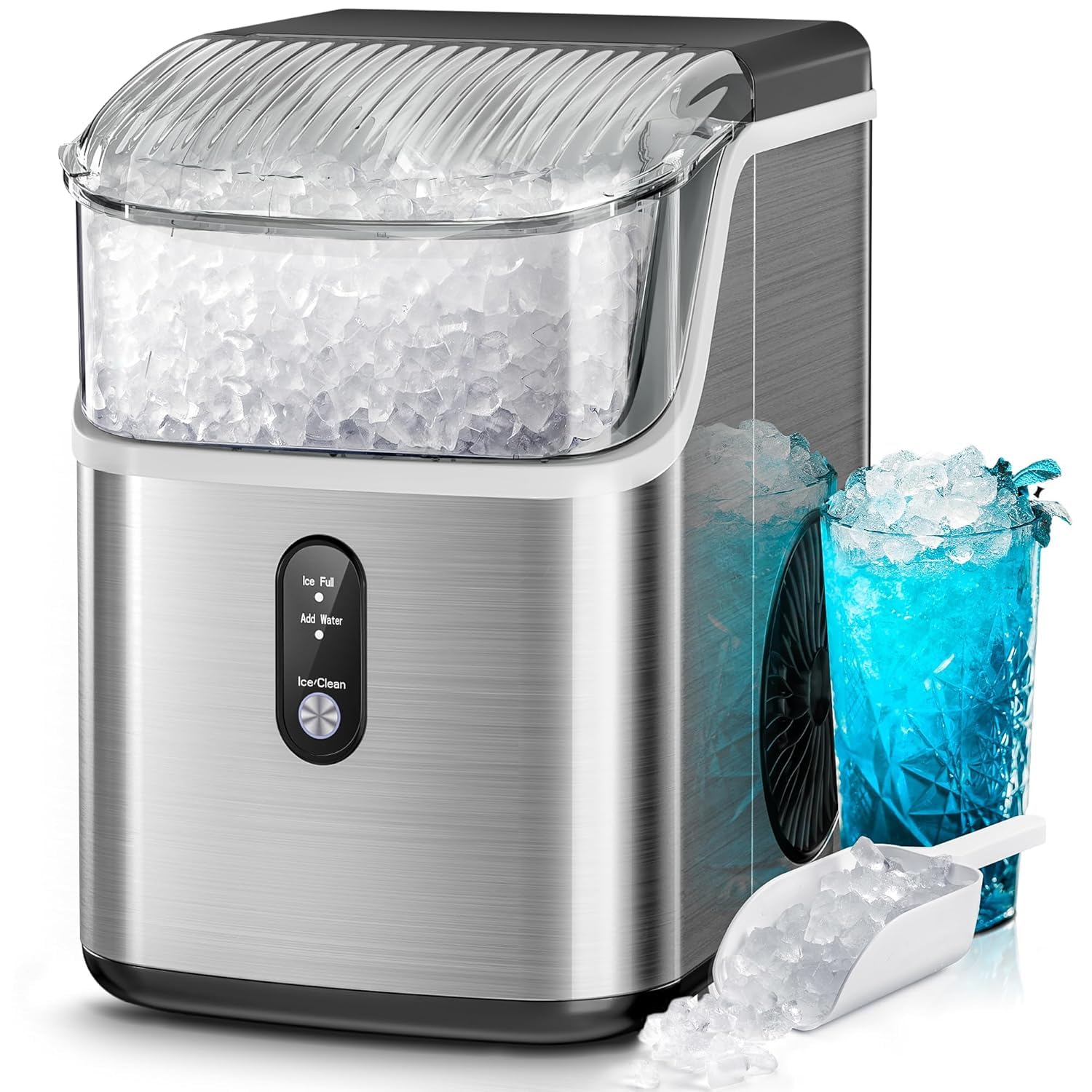 Kismile Nugget Ice Maker – Portable Countertop Machine with Chewable Crushed Ice, 35 lbs/Day Output, Self‑Cleaning & One‑Touch Operation (Silver) Kismile Nugget Ice Maker – Portable Countertop Machine with Chewable Crushed Ice, 35 lbs/Day Output, Self‑Cleaning & One‑Touch Operation (Silver)