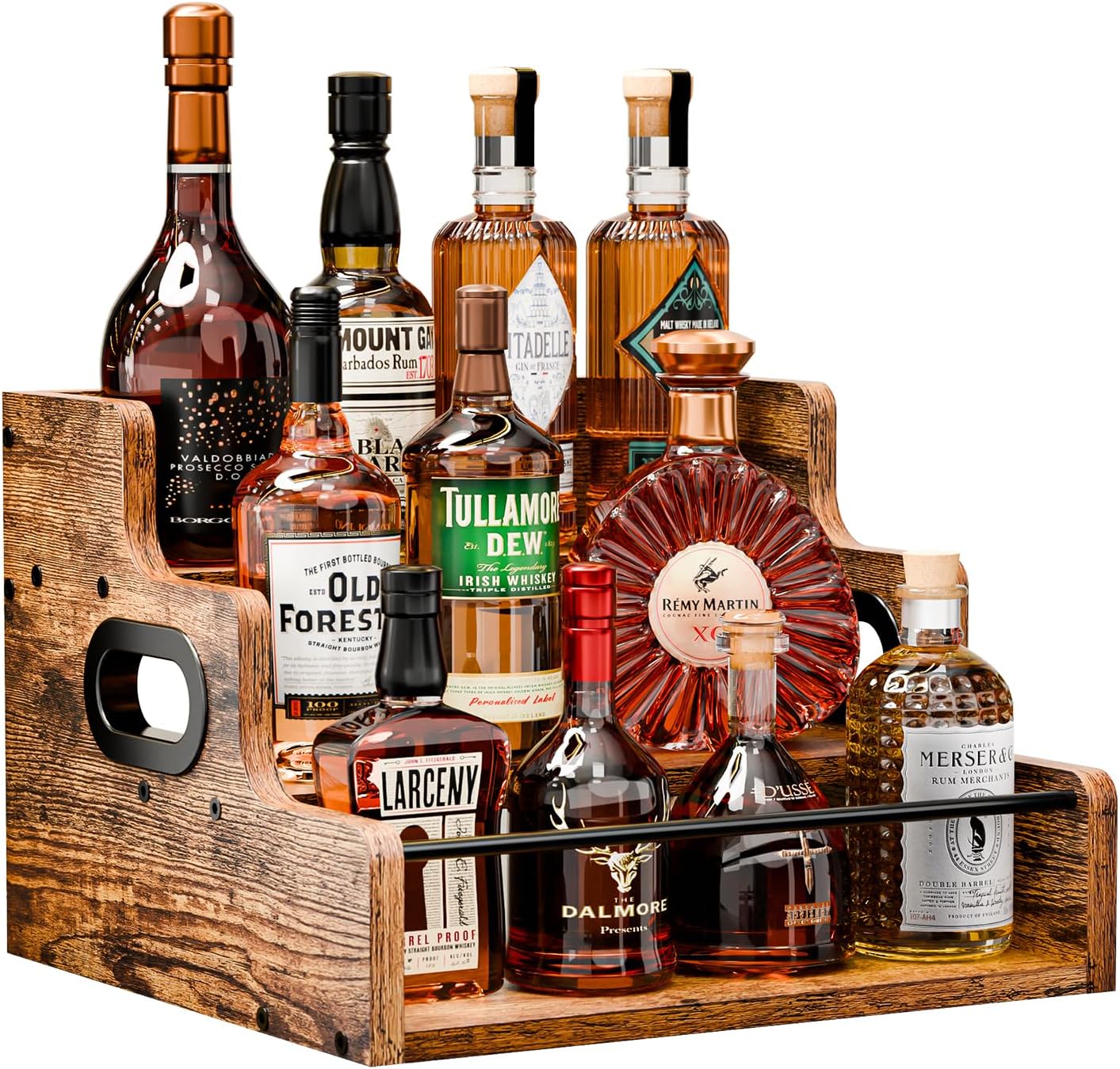 3‑Tier Wooden Liquor Bottle Display Shelf – Retro Countertop Rack for Whiskey, Wine, Coffee Syrups & Home Bar Organization 3‑Tier Wooden Liquor Bottle Display Shelf – Retro Countertop Rack for Whiskey, Wine, Coffee Syrups & Home Bar Organization