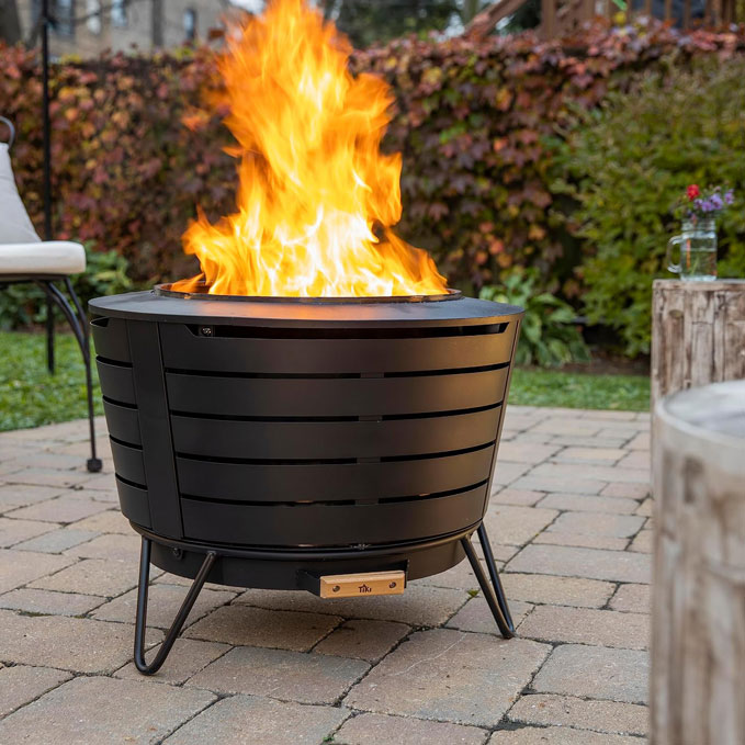 TIKI Patio Smokeless Fire Pit, 25 in Wood Burning Fire Pit with Cover TIKI Patio Smokeless Fire Pit, 25 in Wood Burning Fire Pit with Cover